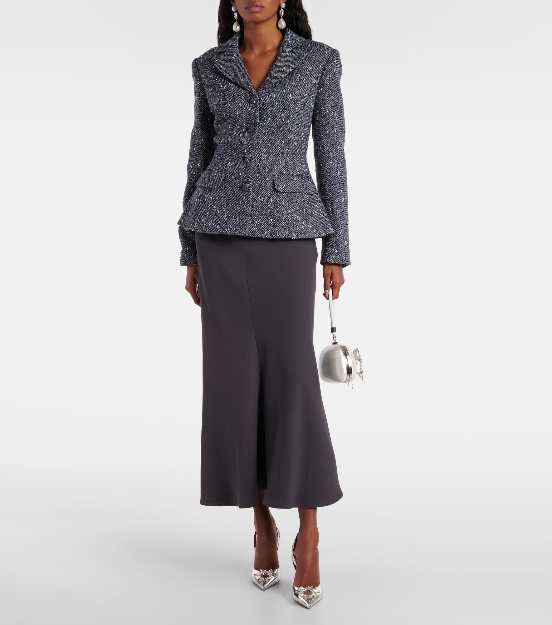 Bouclé and crêpe midi dress - 2