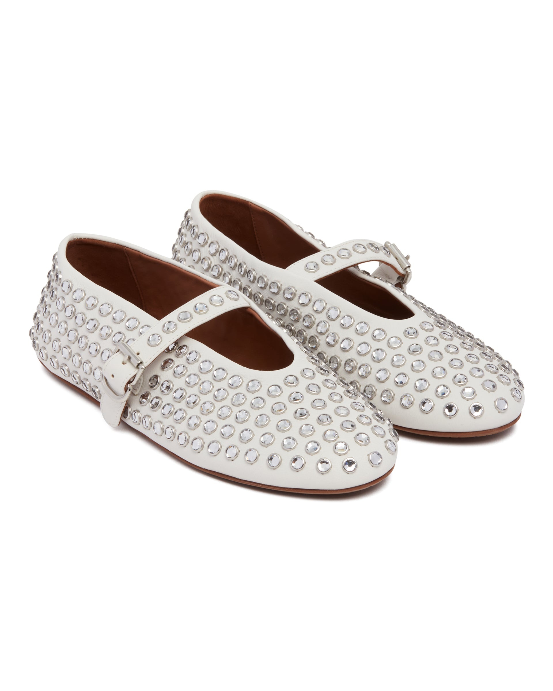 White Strass Ballerina Flats - 3