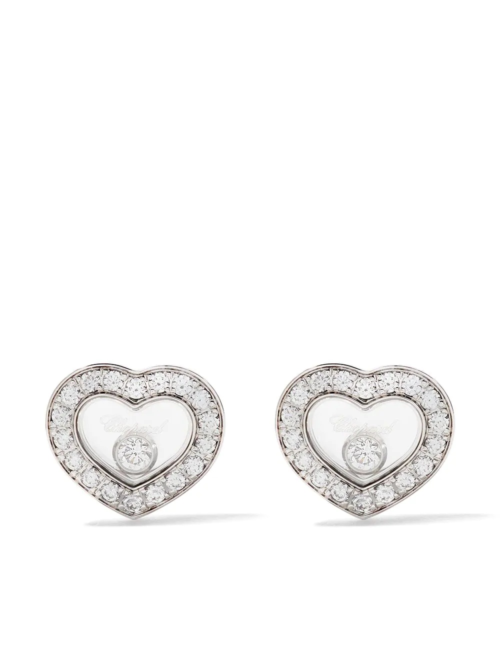 18kt white gold Happy Diamonds Icons ear pins - 1