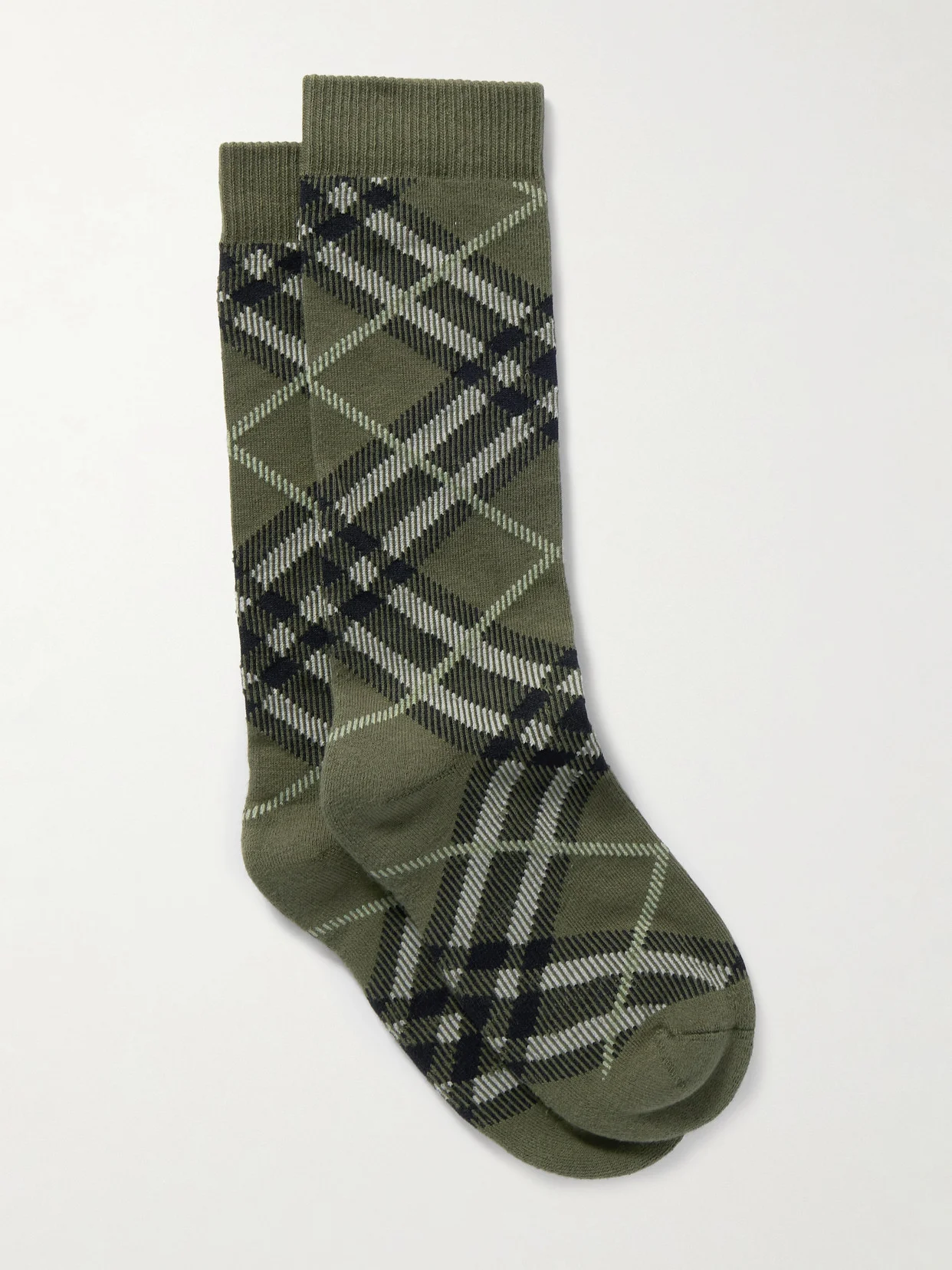 Checked Cotton-blend Jacquard Socks - 1