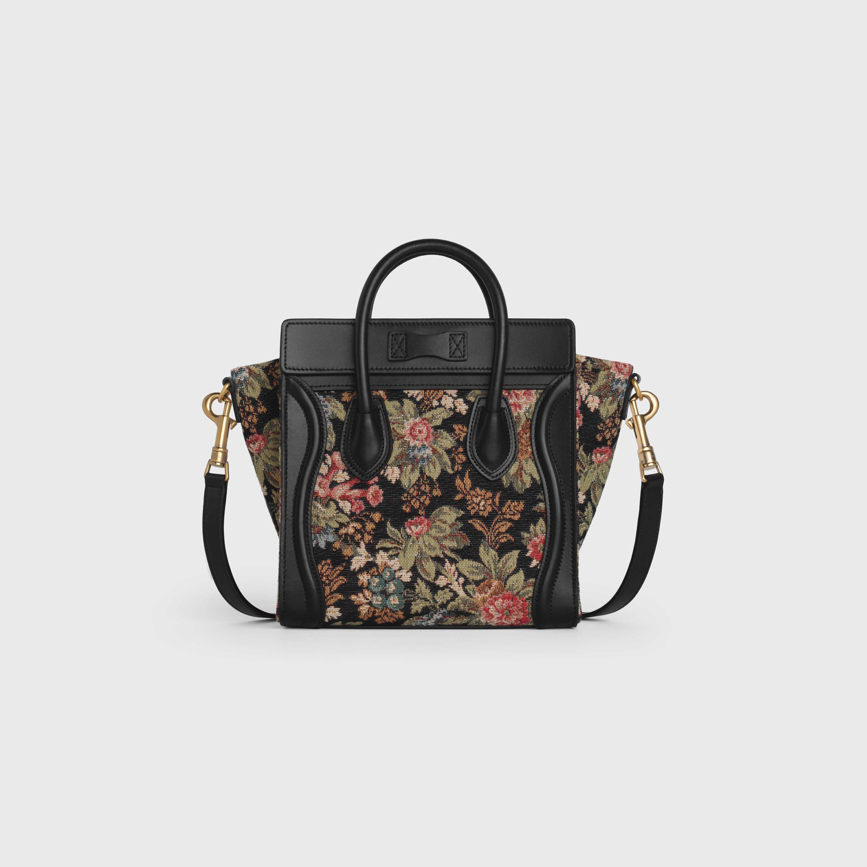 NANO LUGGAGE BAG  IN  FLORAL JACQUARD AND CALFSKIN - 3