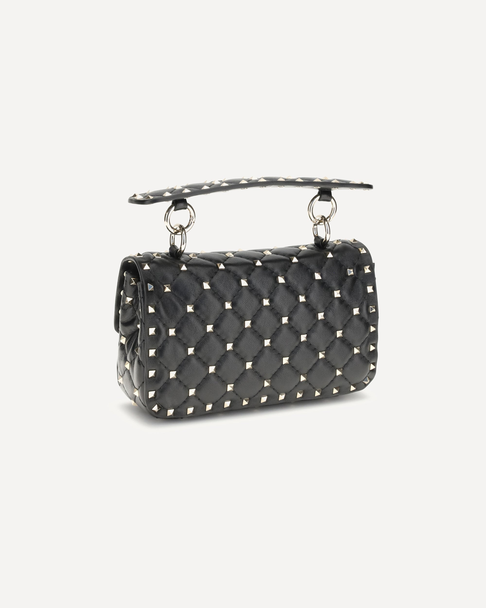Small Leather Rockstud Spike Handbag - 3