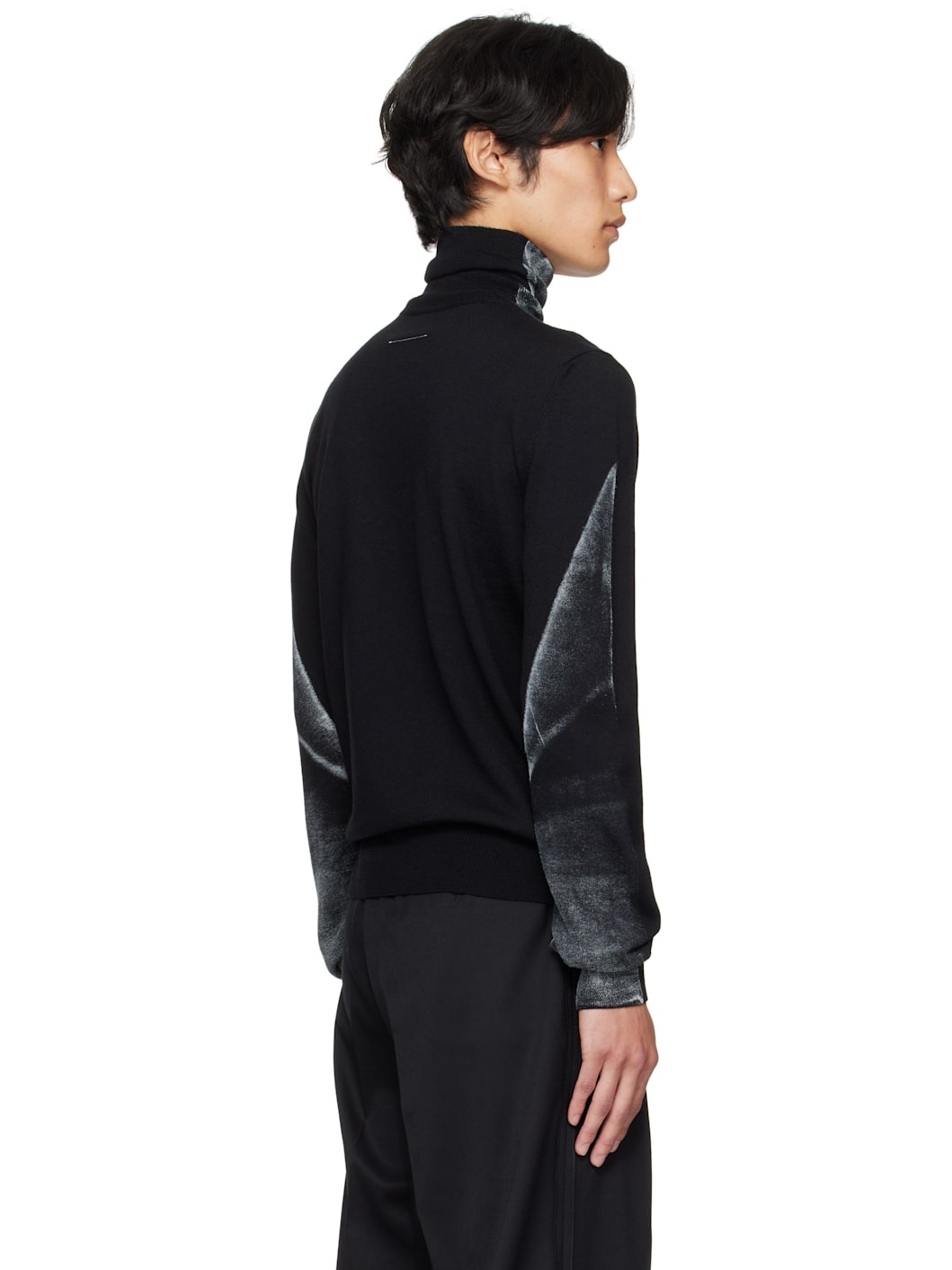 Black Folded Printed 14 Gauge Sweater - 3