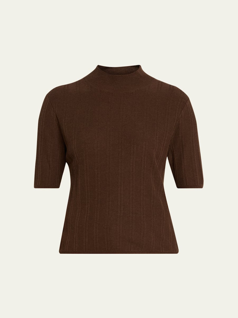 Laya Mock-Neck Lyocell and Wool Knit Sweater 1