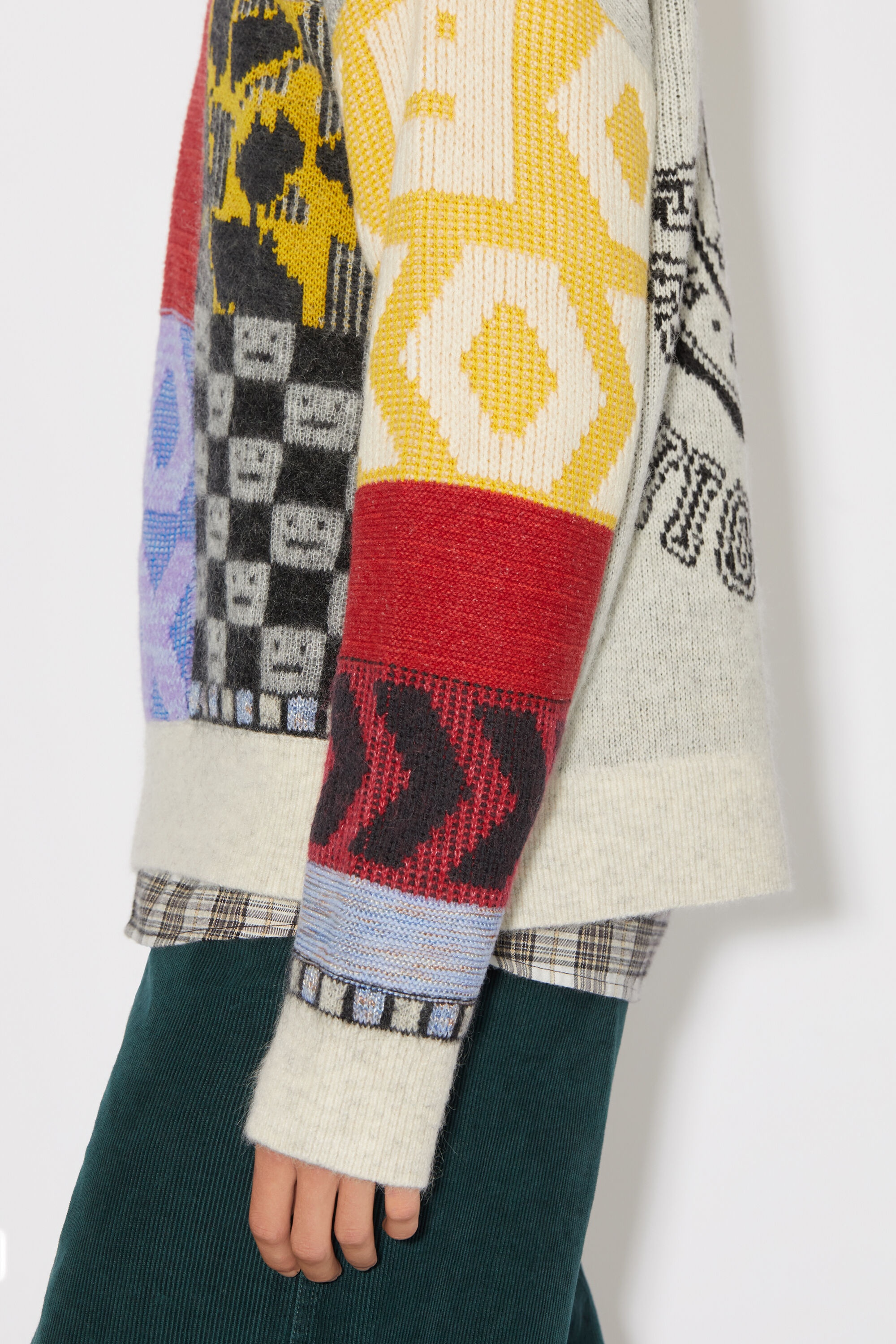 Patchwork crew neck jumper - Cornflower blue/multi - 4
