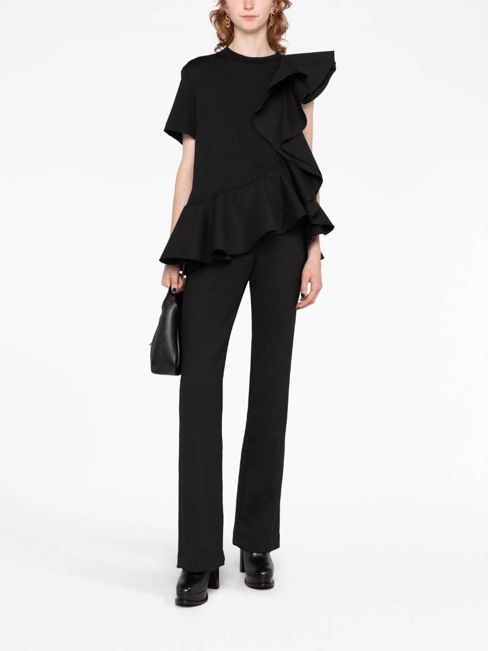 asymmetric ruffled T-shirt - 2