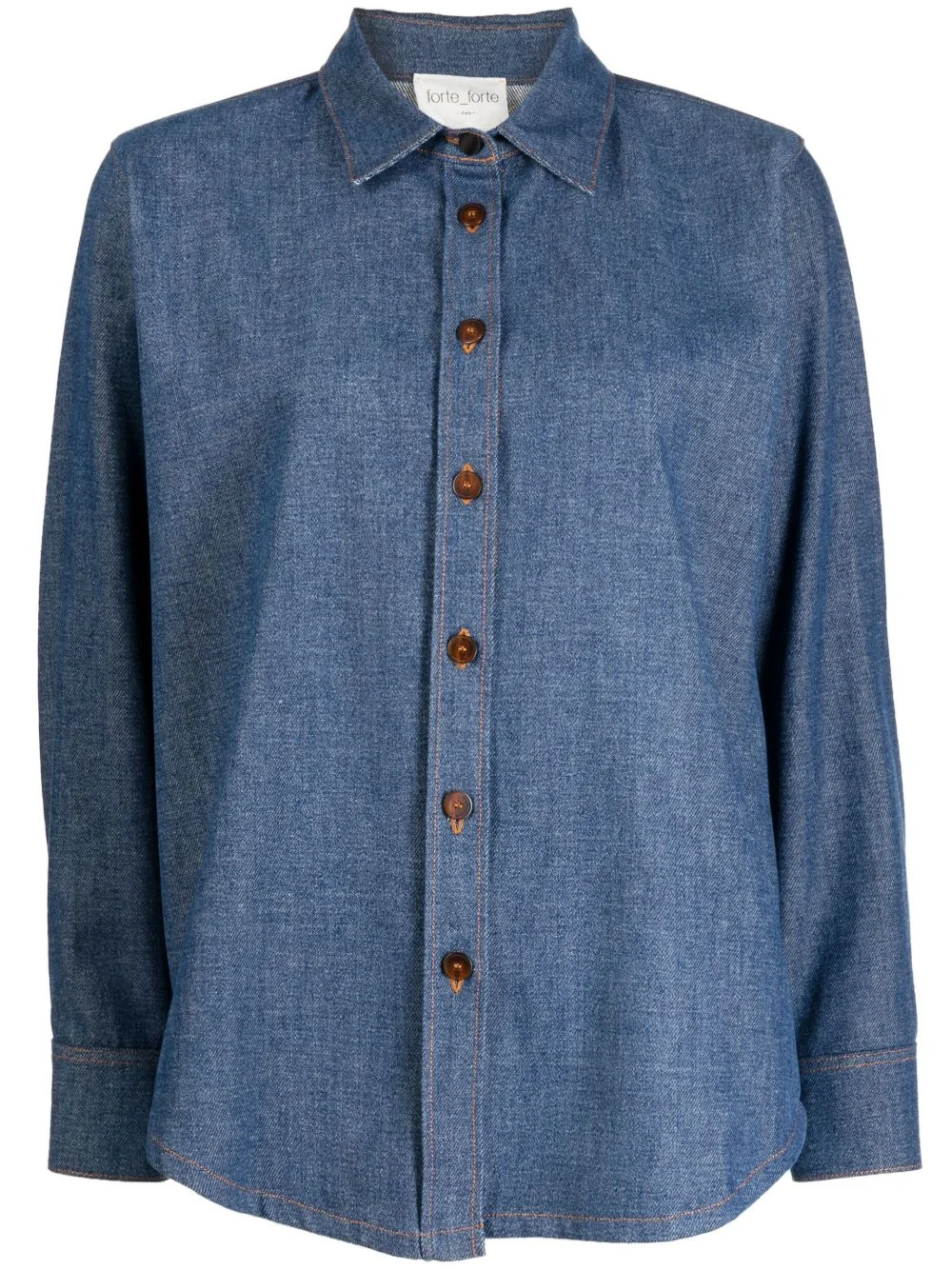 spread-collar chambray shirt - 1