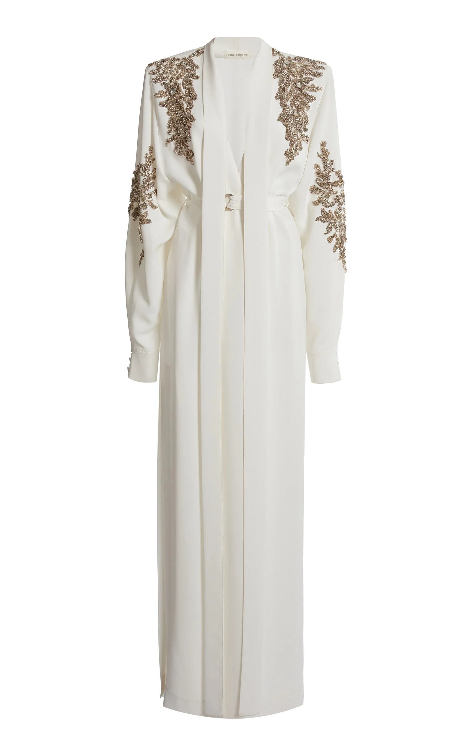 Embellished Cady Long Coat white - 1