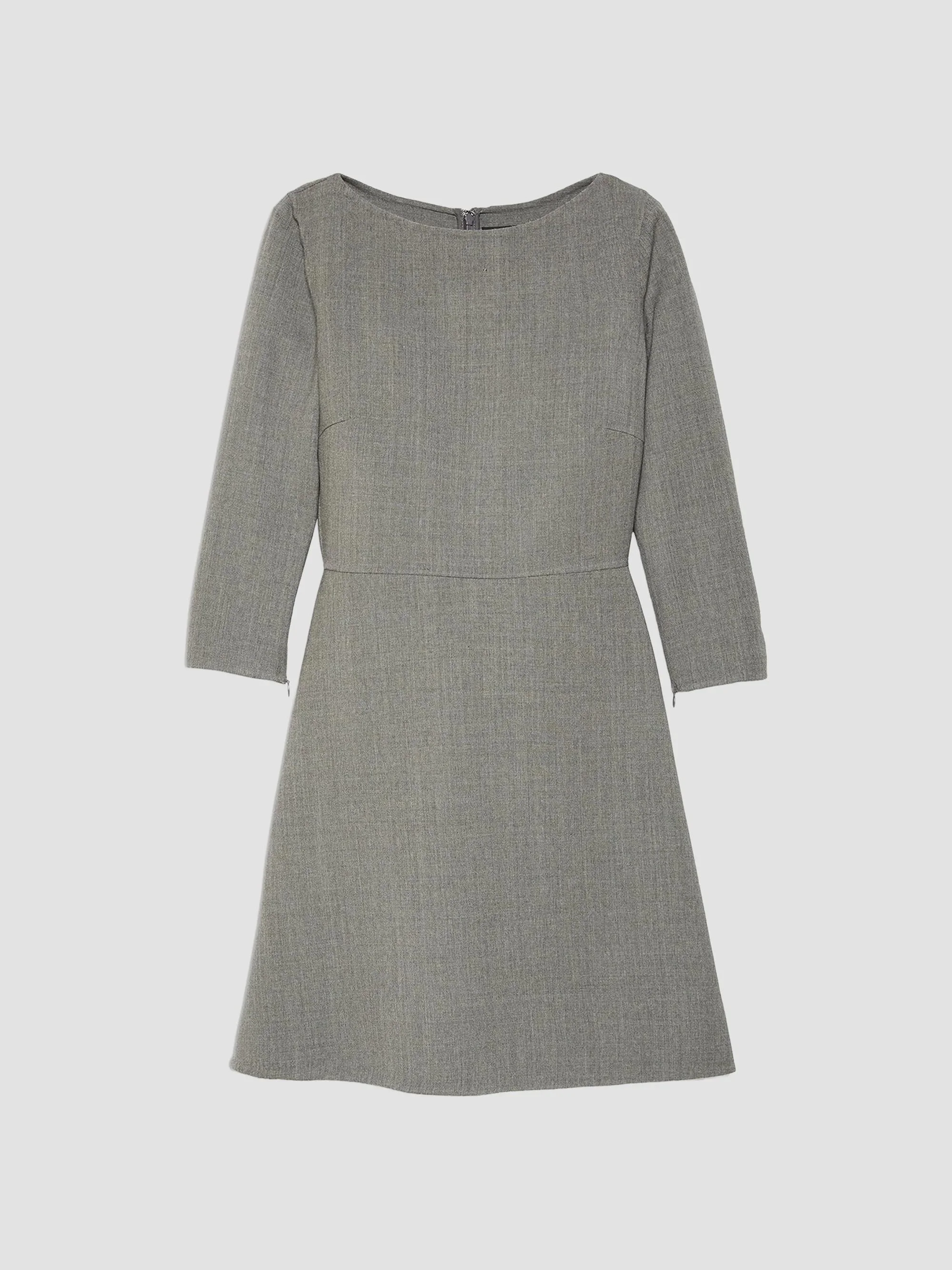Women's Virgin Wool A-Line Mini Dress - Charcoal Multi - 1