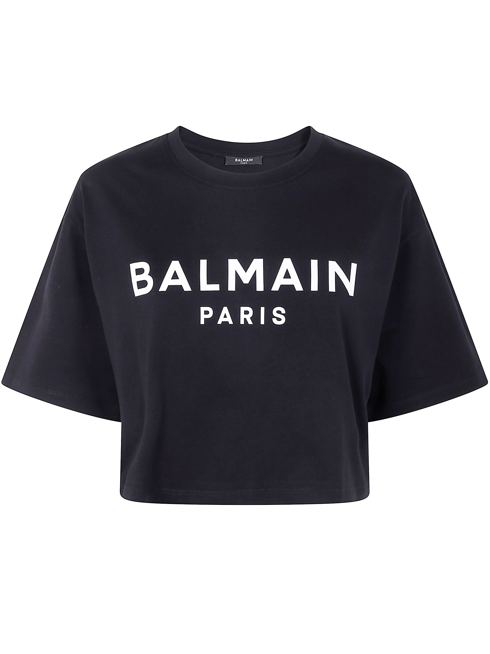 The BALMAIN PRINTED CROPPED T-SHIRT is a striking addition to the contemporary wardrobe, crafted by  - 1