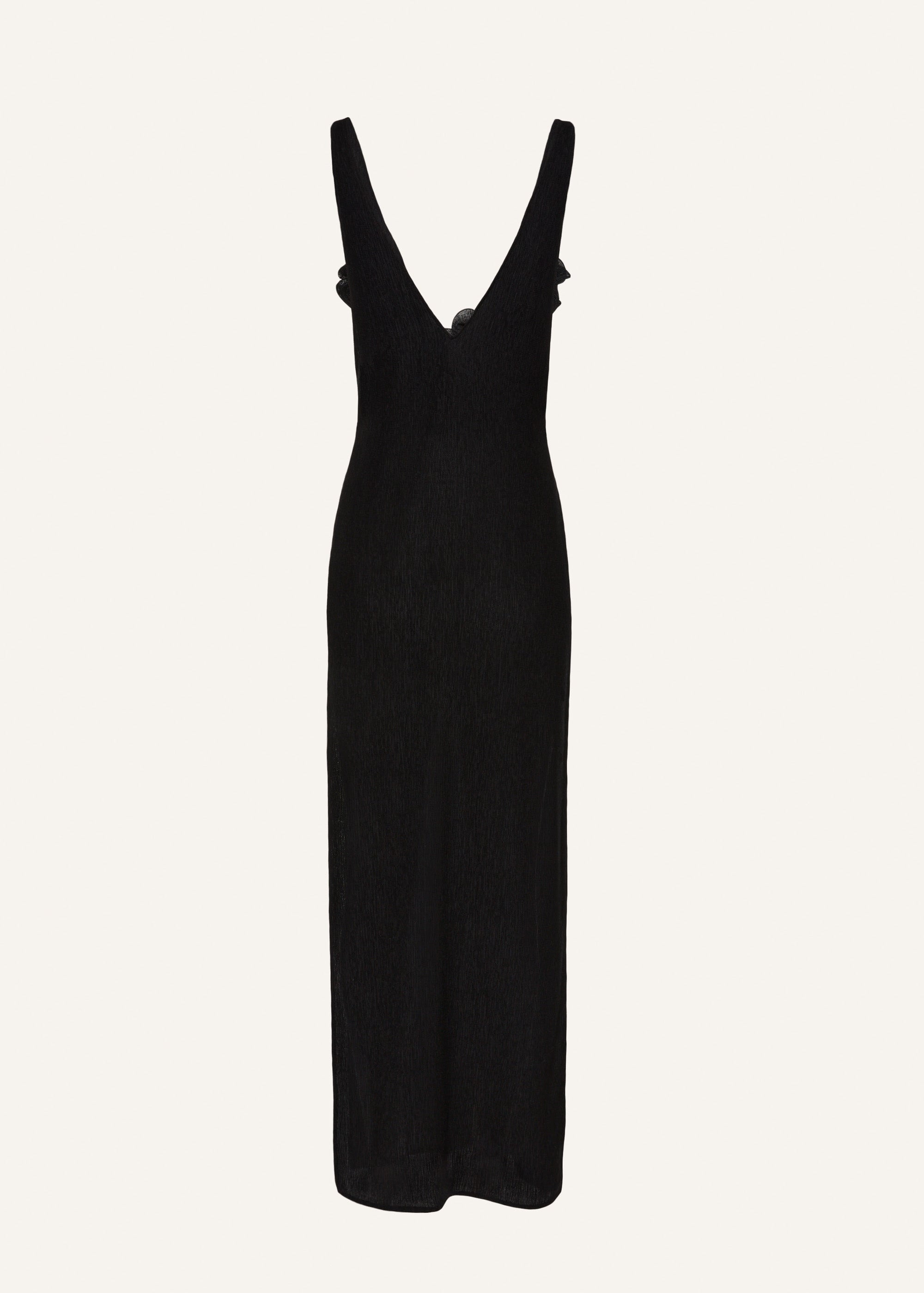 Crepe high leg maxi dress in black - 2