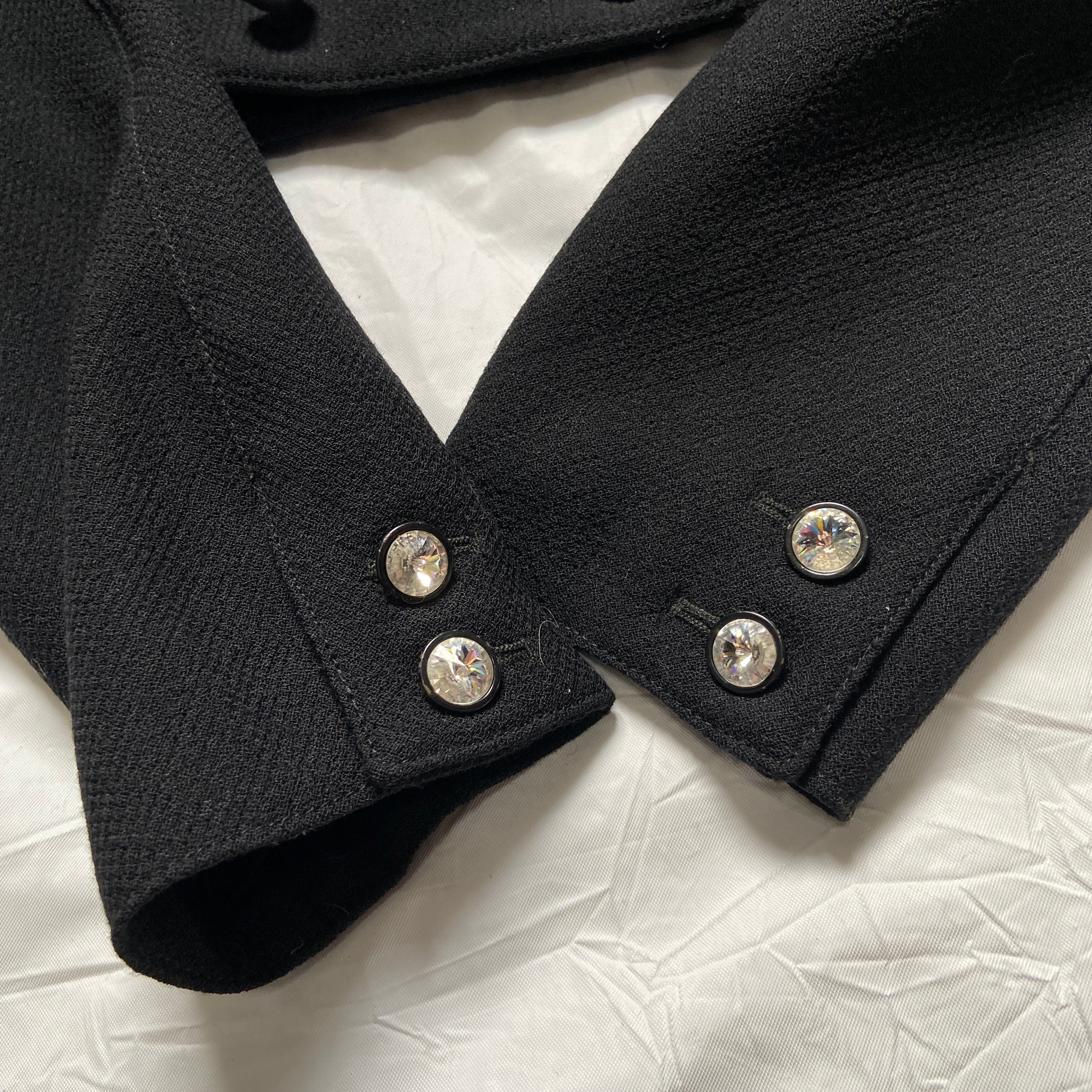 Gianni Versace 1987 fall cropped power shoulder wool silk blazer 40 - 10