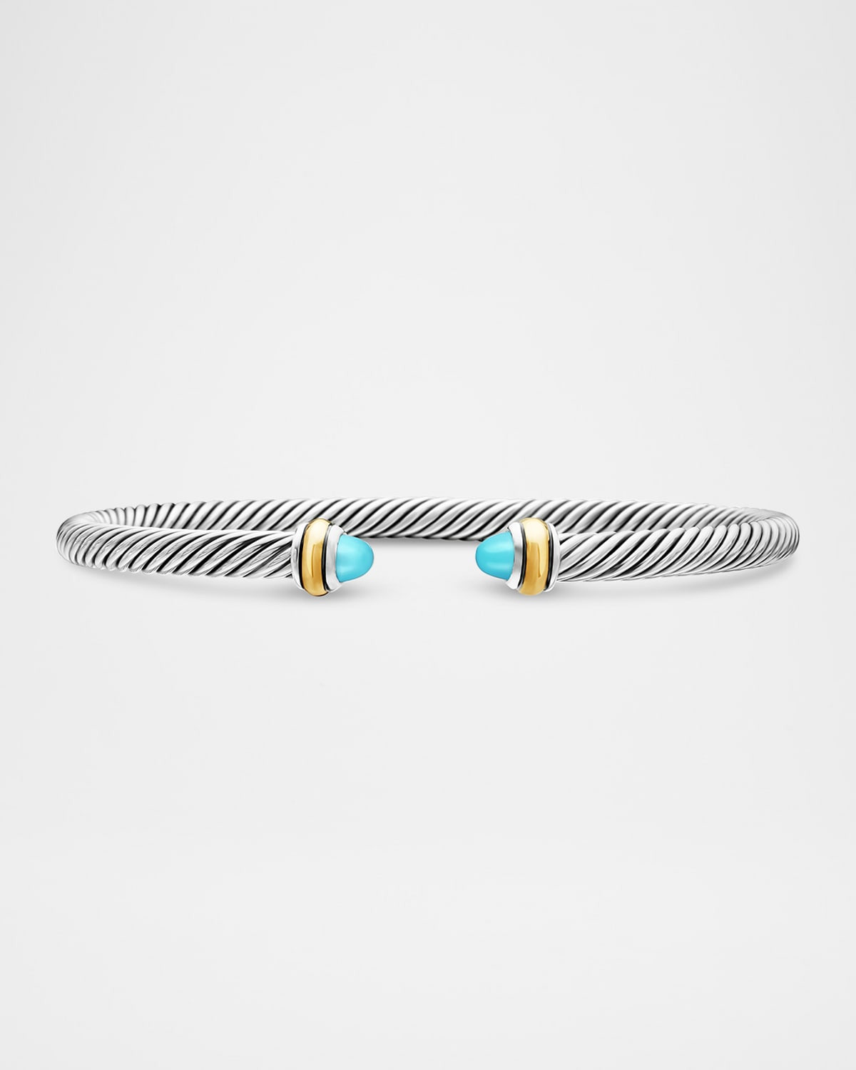 Cable Bracelet with Gemstone in Silver with 18K Gold, 4mm - 1