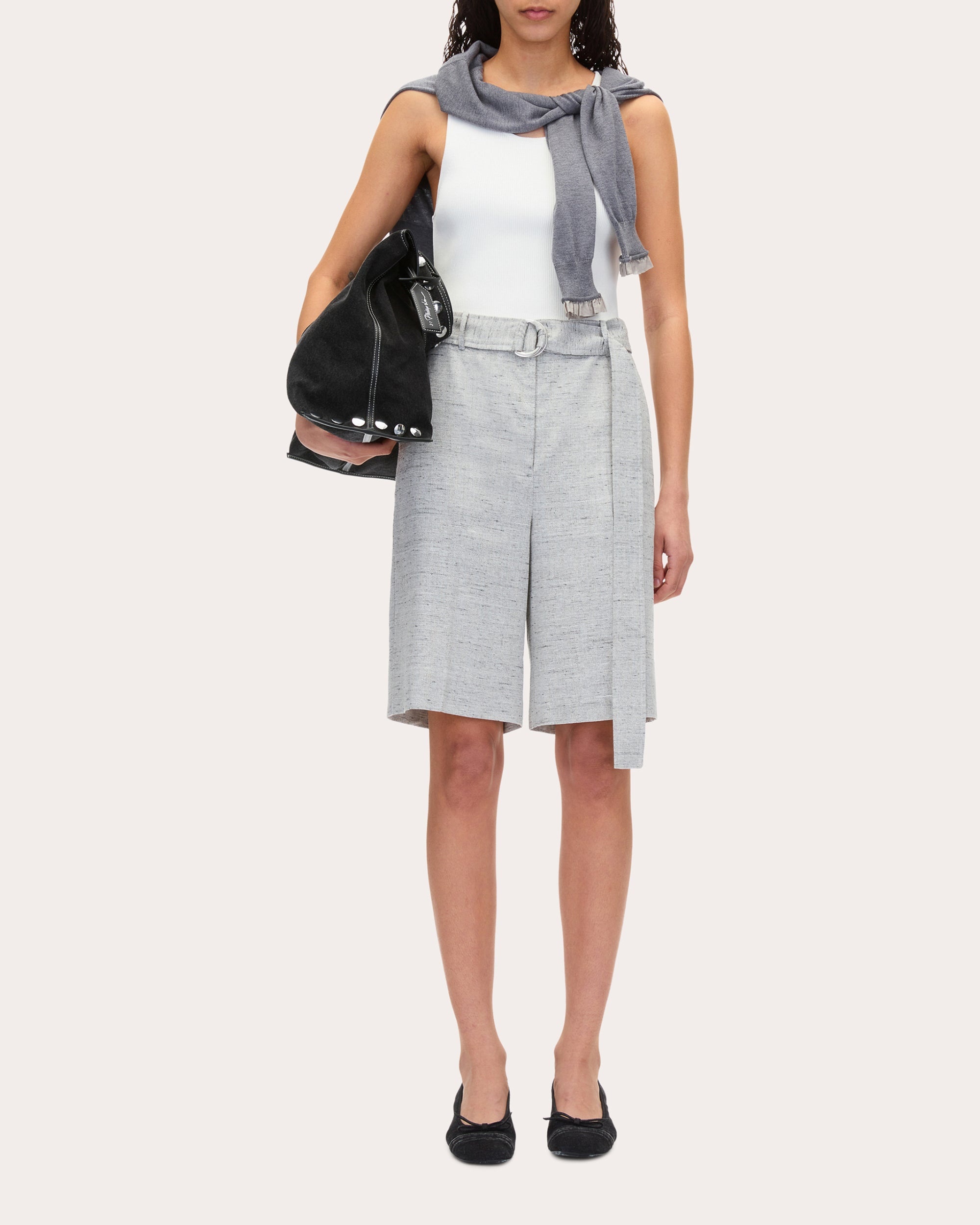 Linen-Blend Melange Shorts - 5