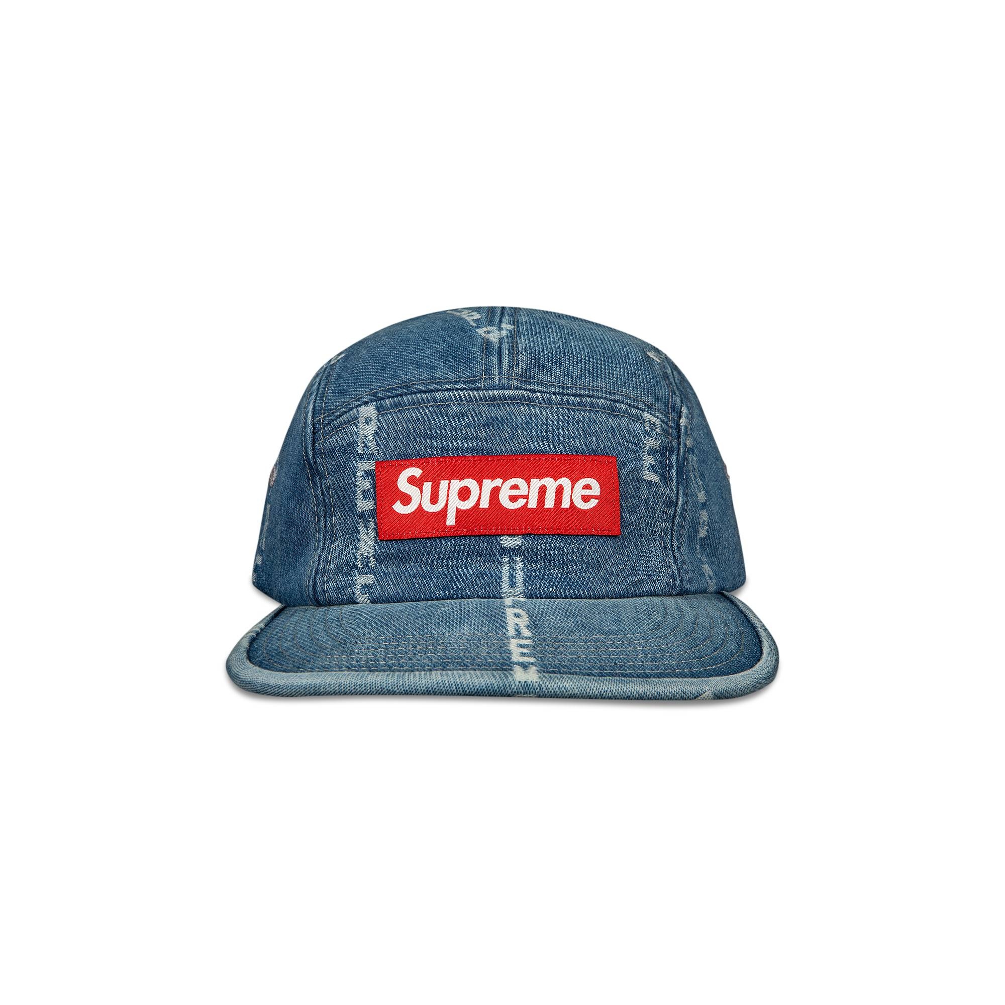 Supreme Supreme Logo Stripe Jacquard Denim Camp Cap 'Blue