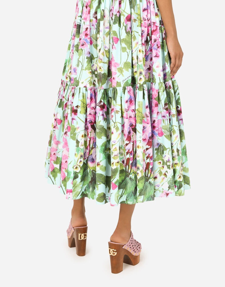 Bluebell-print poplin midi skirt - 5