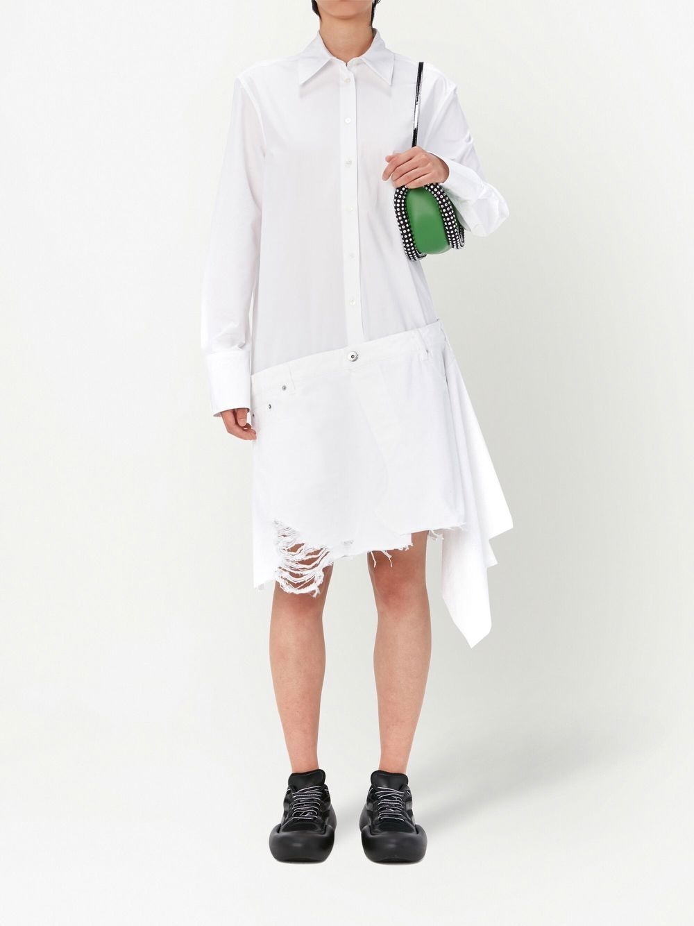 distressed-finish asymmetric shirtdress - 2