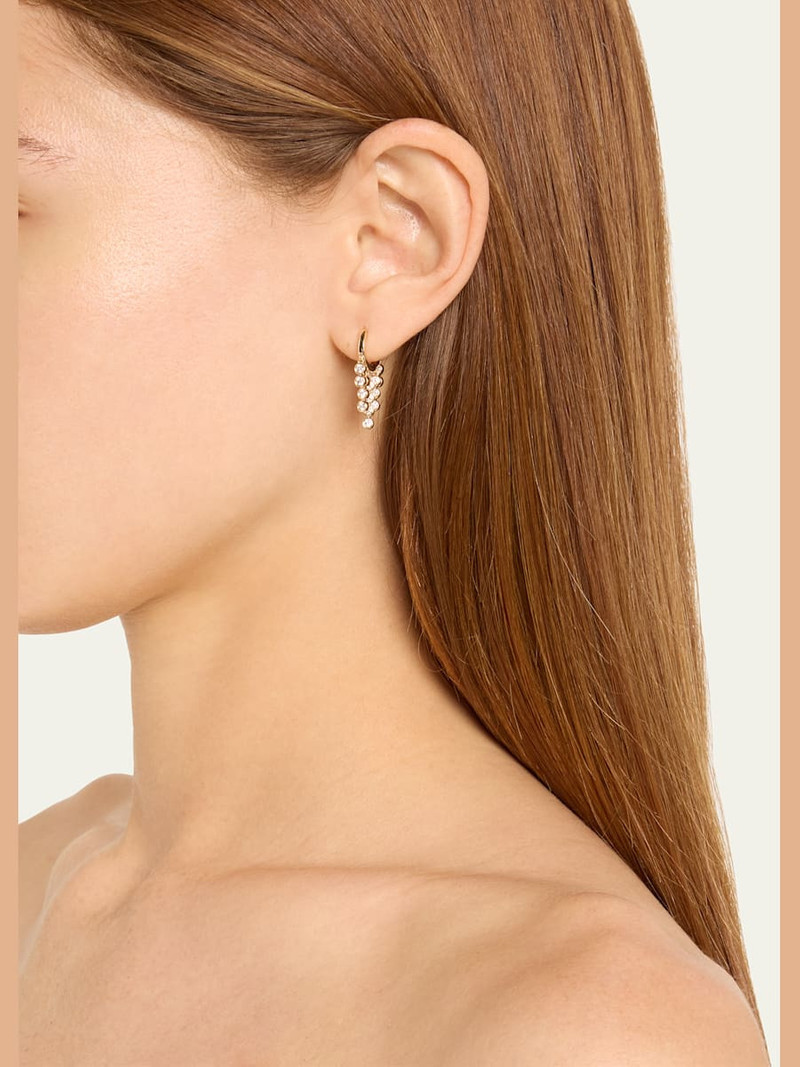 SYDNEY EVAN 14K Yellow Gold Graduated Fringe Bezel Diamond Huggie Hoop Earrings outlook