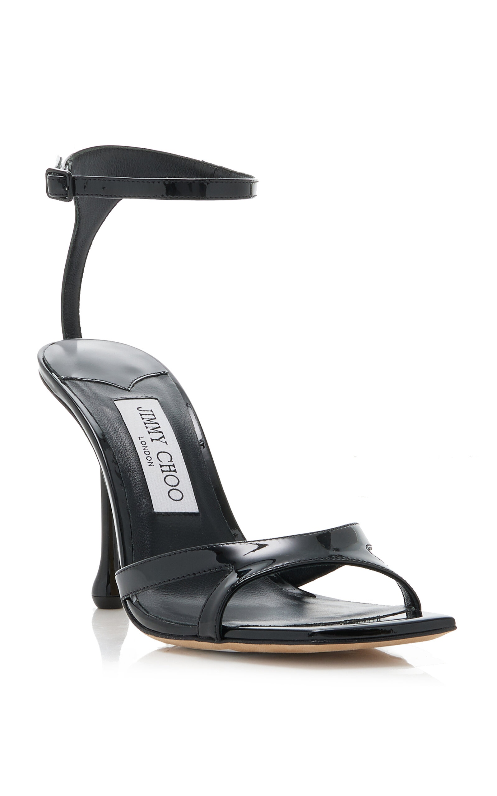 70%オフセールJIMMY CHOO IXIA PATENT LEATHER SANDAL IXIA SANDAL 95 | Black Patent Leather Sandals | New
