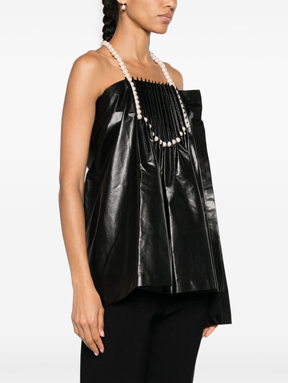 Junya Watanabe pearl-detail pleated blouse | REVERSIBLE