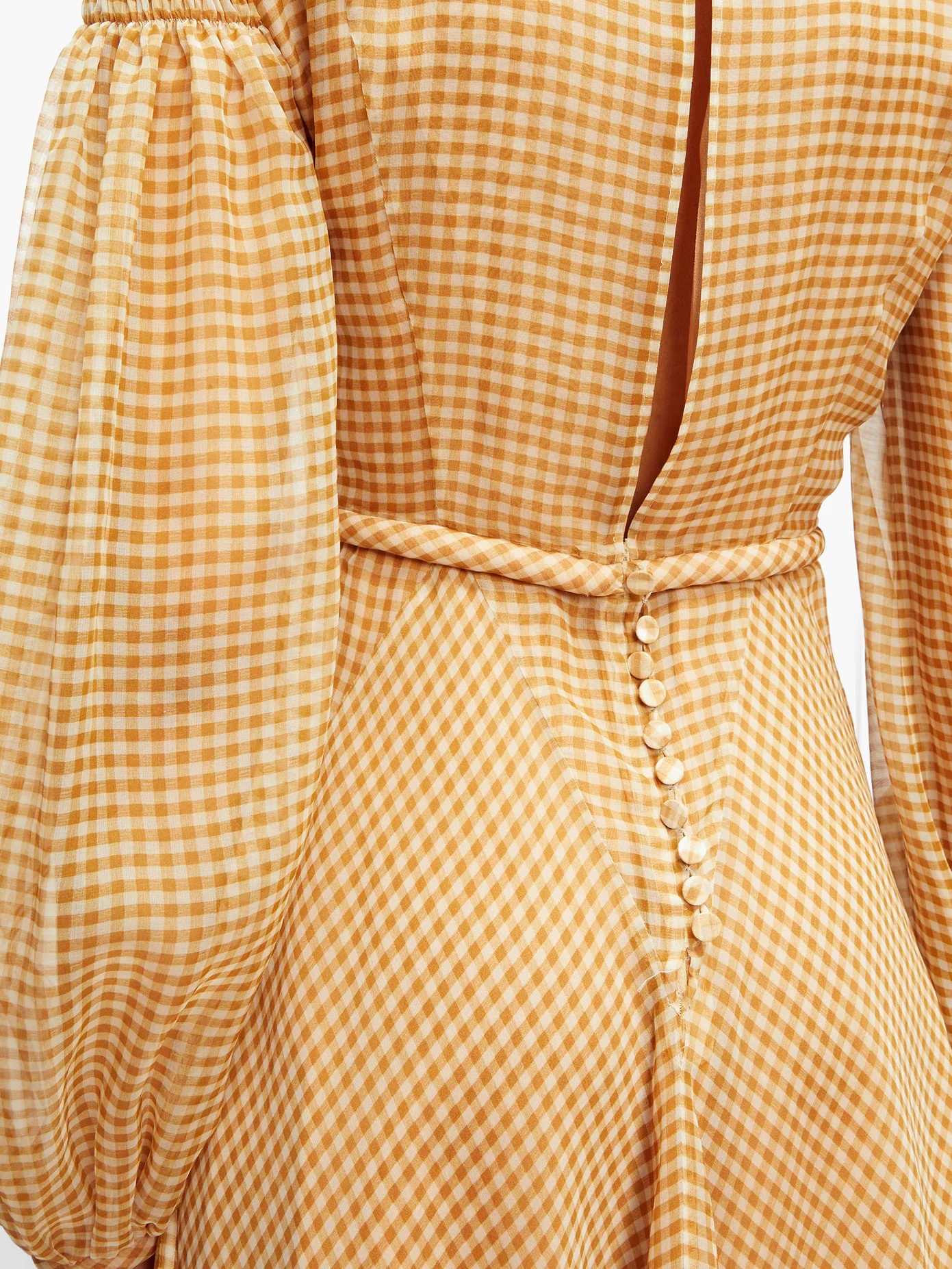 Lattice-panel gingham silk-organza dress - 4