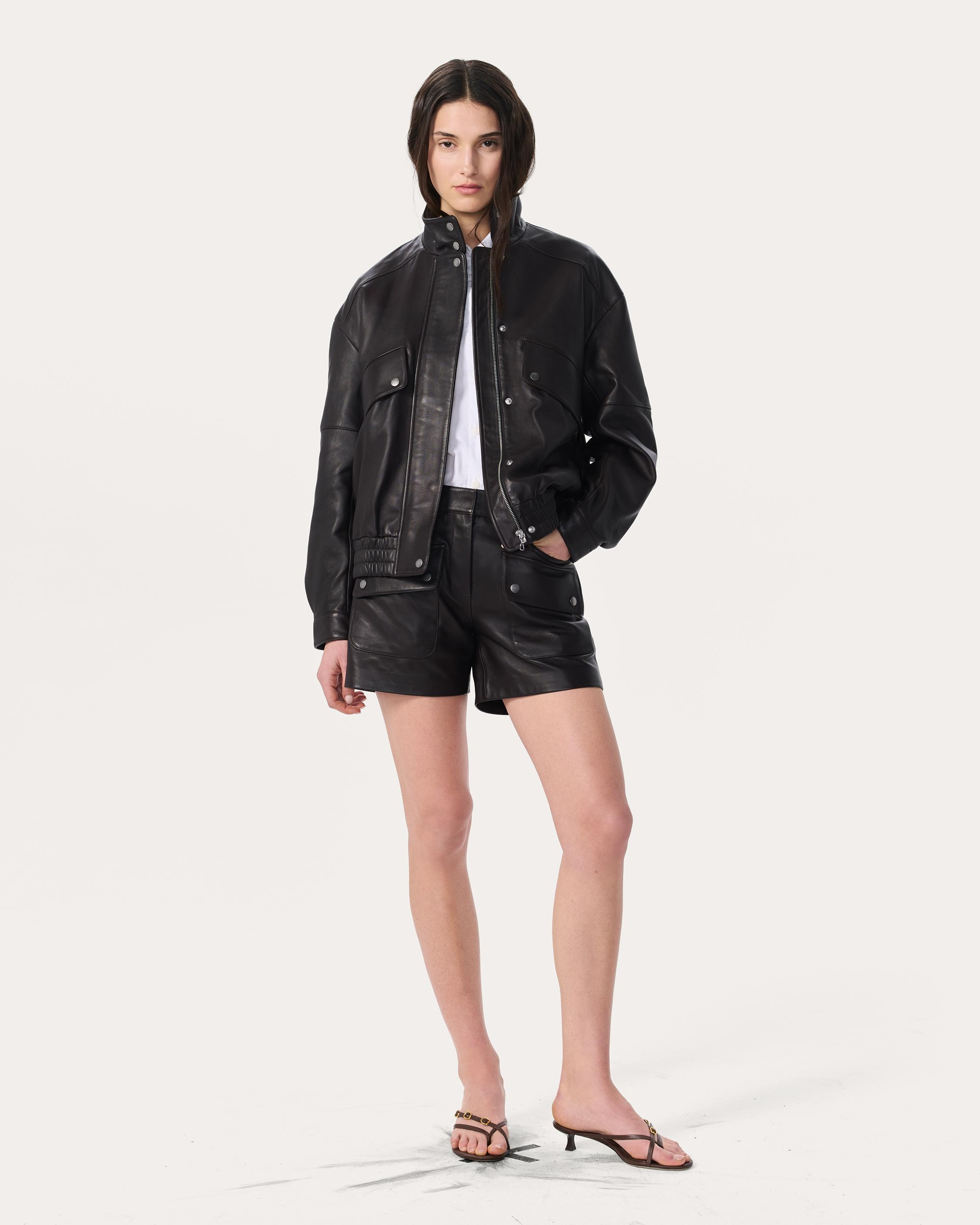 Aria Leather Bomber Jacket - 7