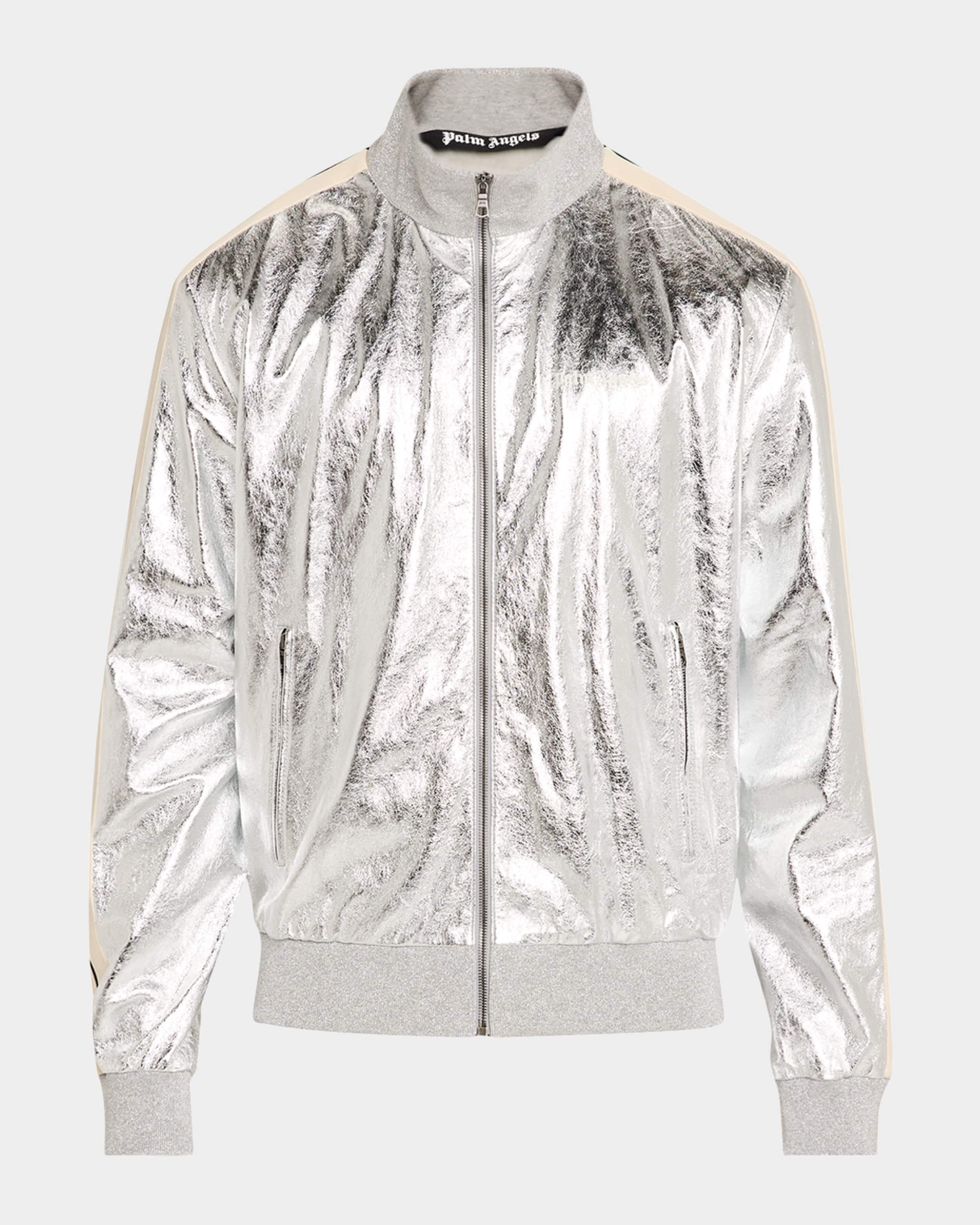 Men's Metallic Leather Track Jacket - 2