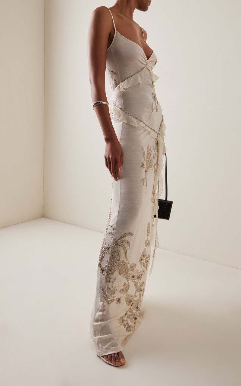 Wiederhoeft Exclusive Embellished Jersey Maxi Dress white outlook