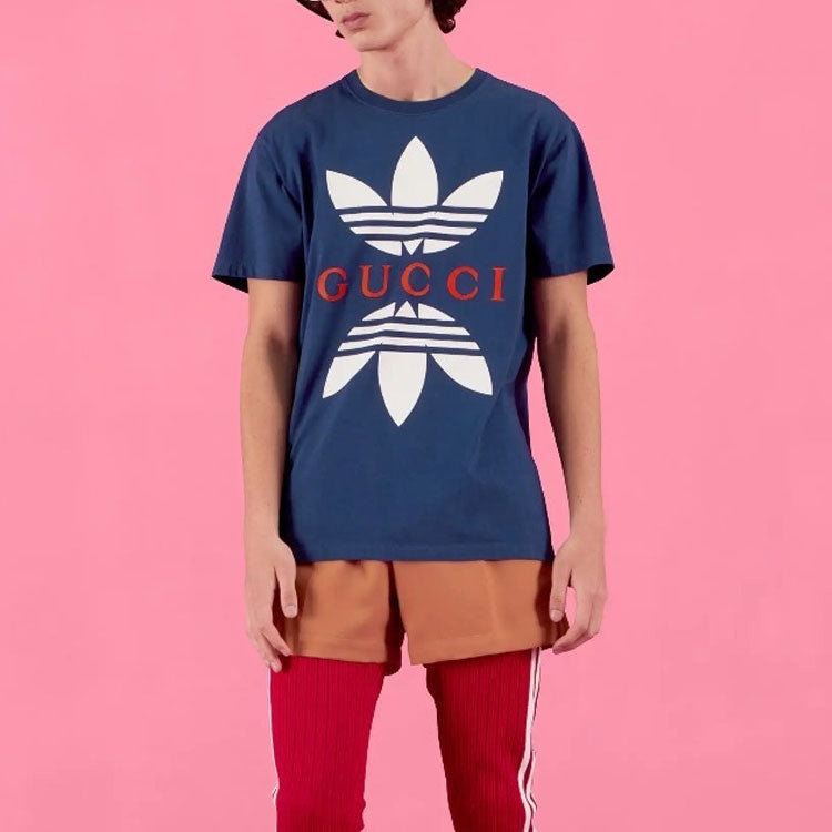 Gucci x adidas Cotton Jersey T-Shirt 'Cobalt Blue' 548334-XJEMJ-4622 - 5
