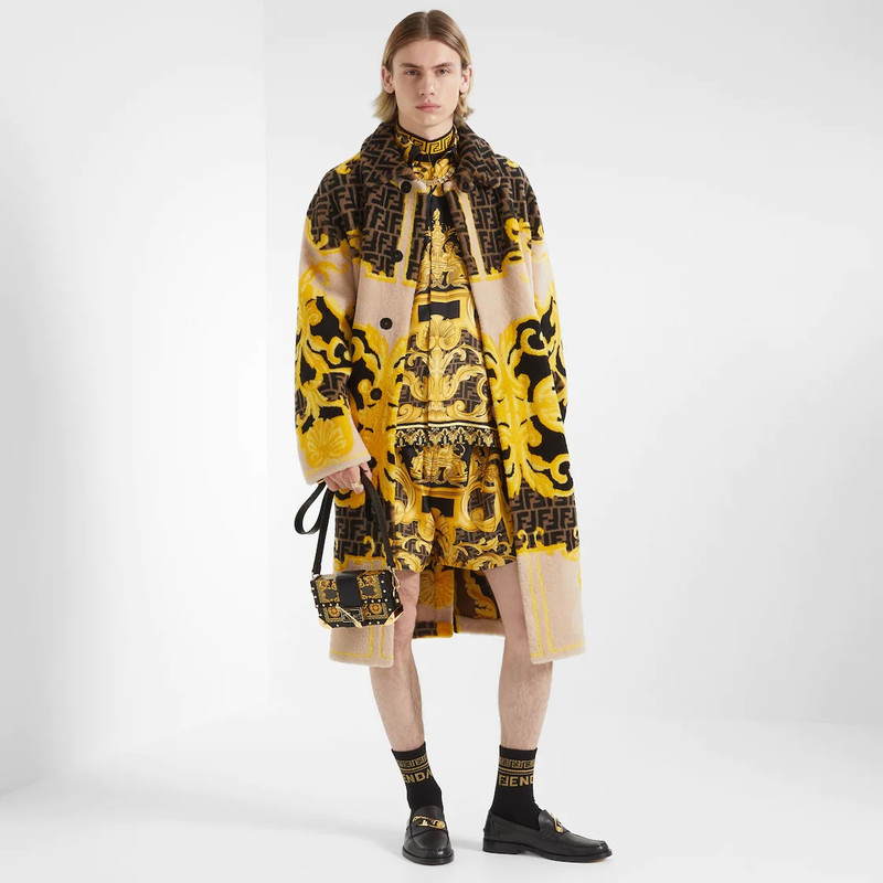 FENDI Fendace multicolor shearling coat outlook