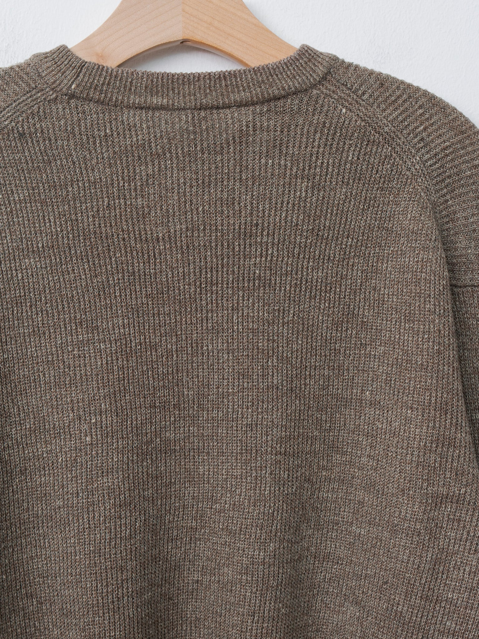 Linen/Cotton Ribstitch Crewneck Knit - Brown - 8