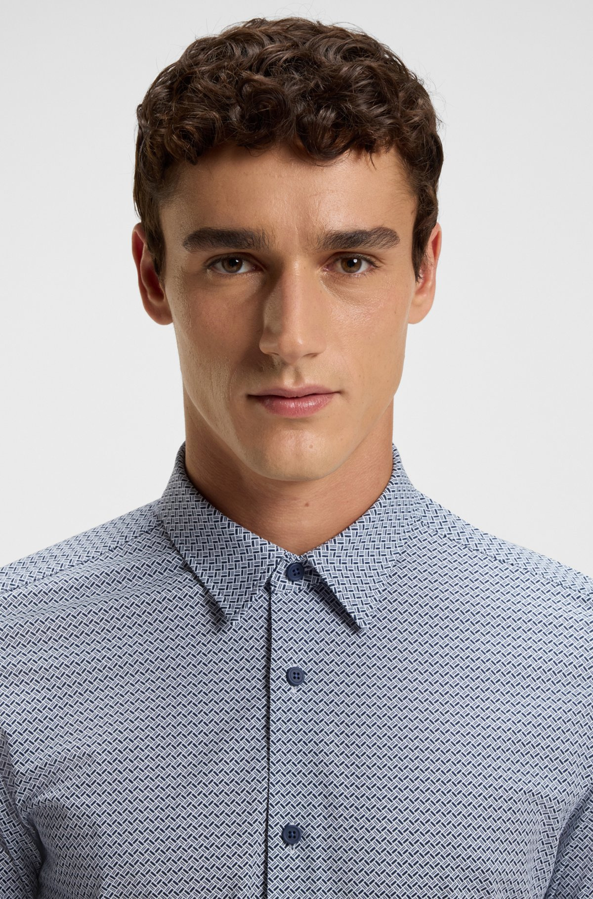 SLIM-FIT SHIRT IN PRINTED ITALIAN PERFORMANCE-STRETCH JERSEY - 3