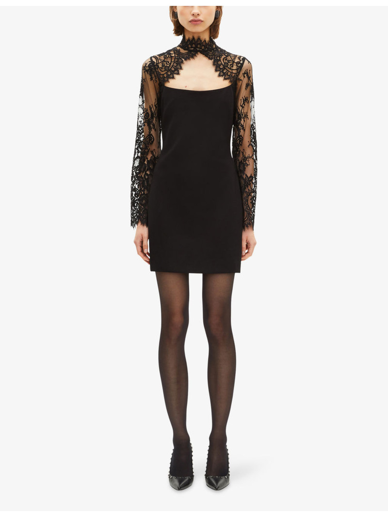 The Kooples Lace-Embroidered Cut-Out Woven Mini Dress outlook