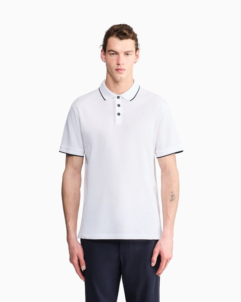 GIORGIO ARMANI Piqué polo shirt in lisle cotton yarn outlook