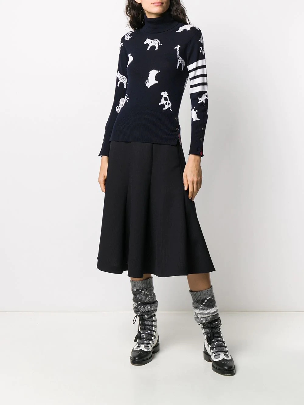 multi-animal turtle-neck jumper - 2