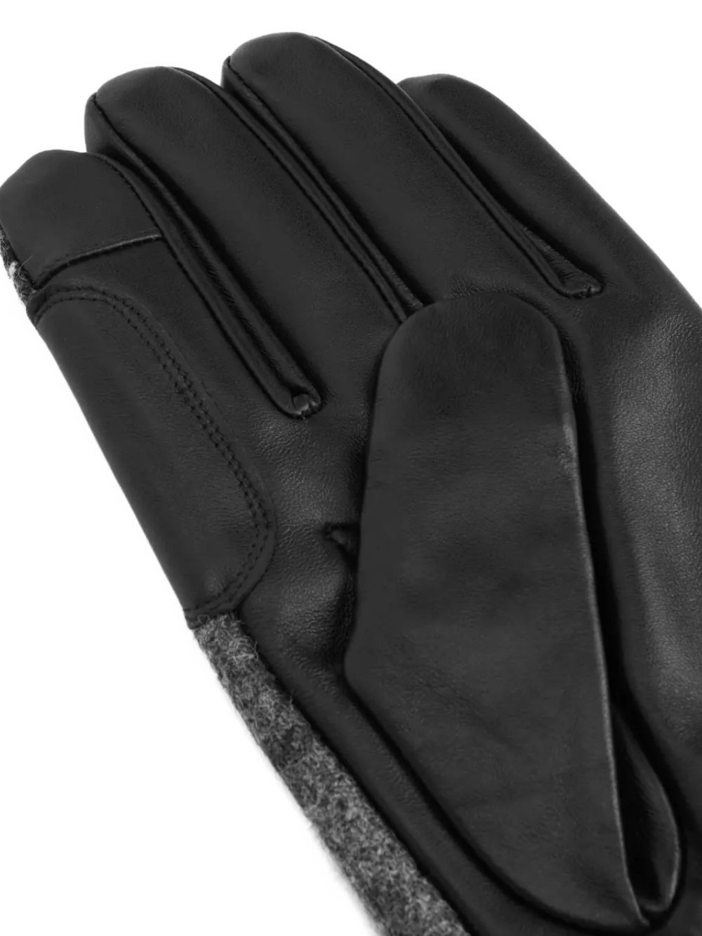 leather-panelled tweed gloves - 3