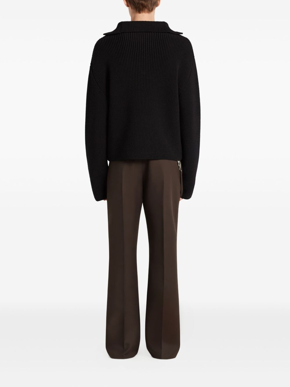 zip-neck ribbed-knit sweater - 4
