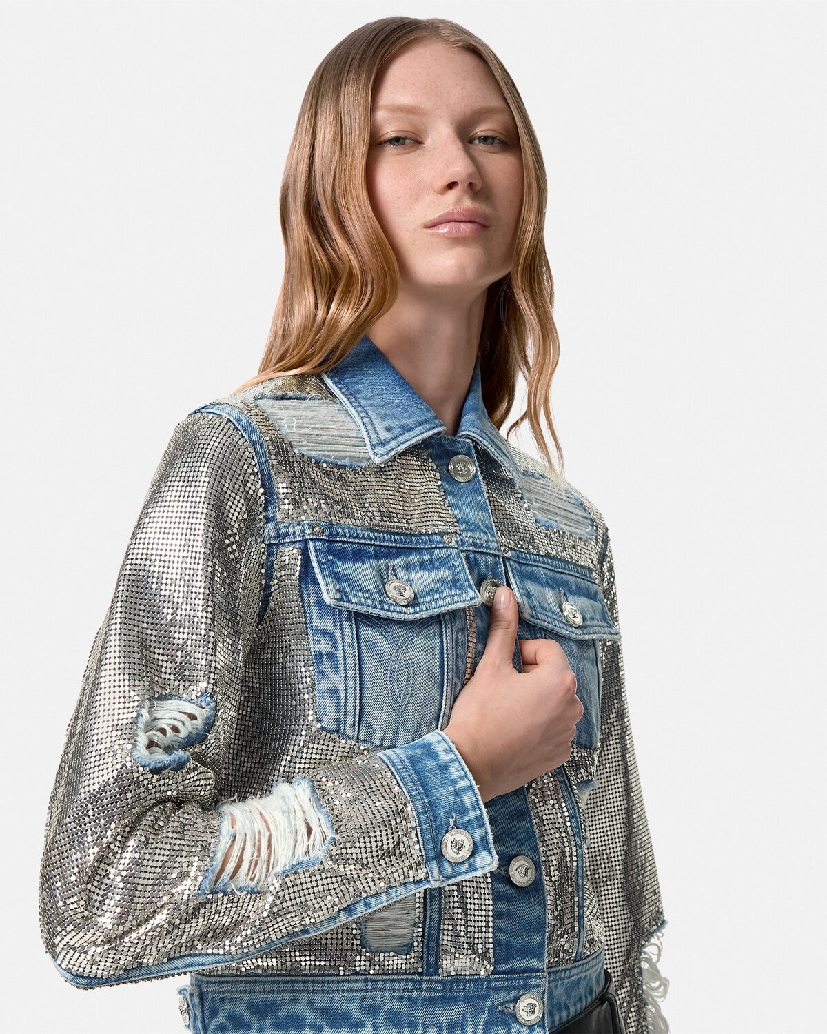 Metal Mesh Denim Jacket - 3