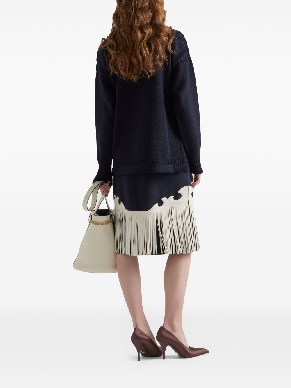 fringed rush-stitch midi skirt - 3