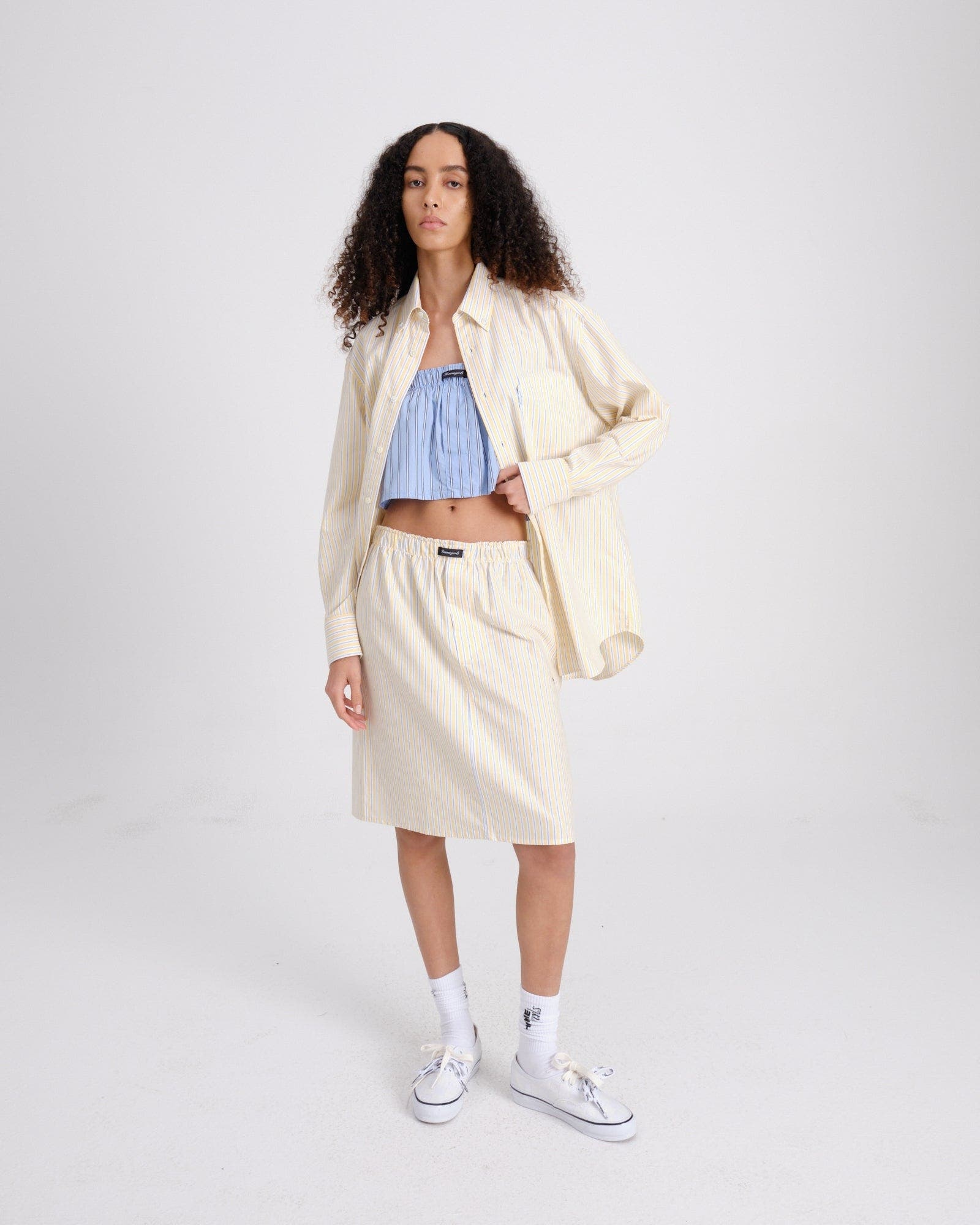 Hommegirls Boxer Pencil Skirt in Yellow Stripe Oxford at Nordstrom - 2