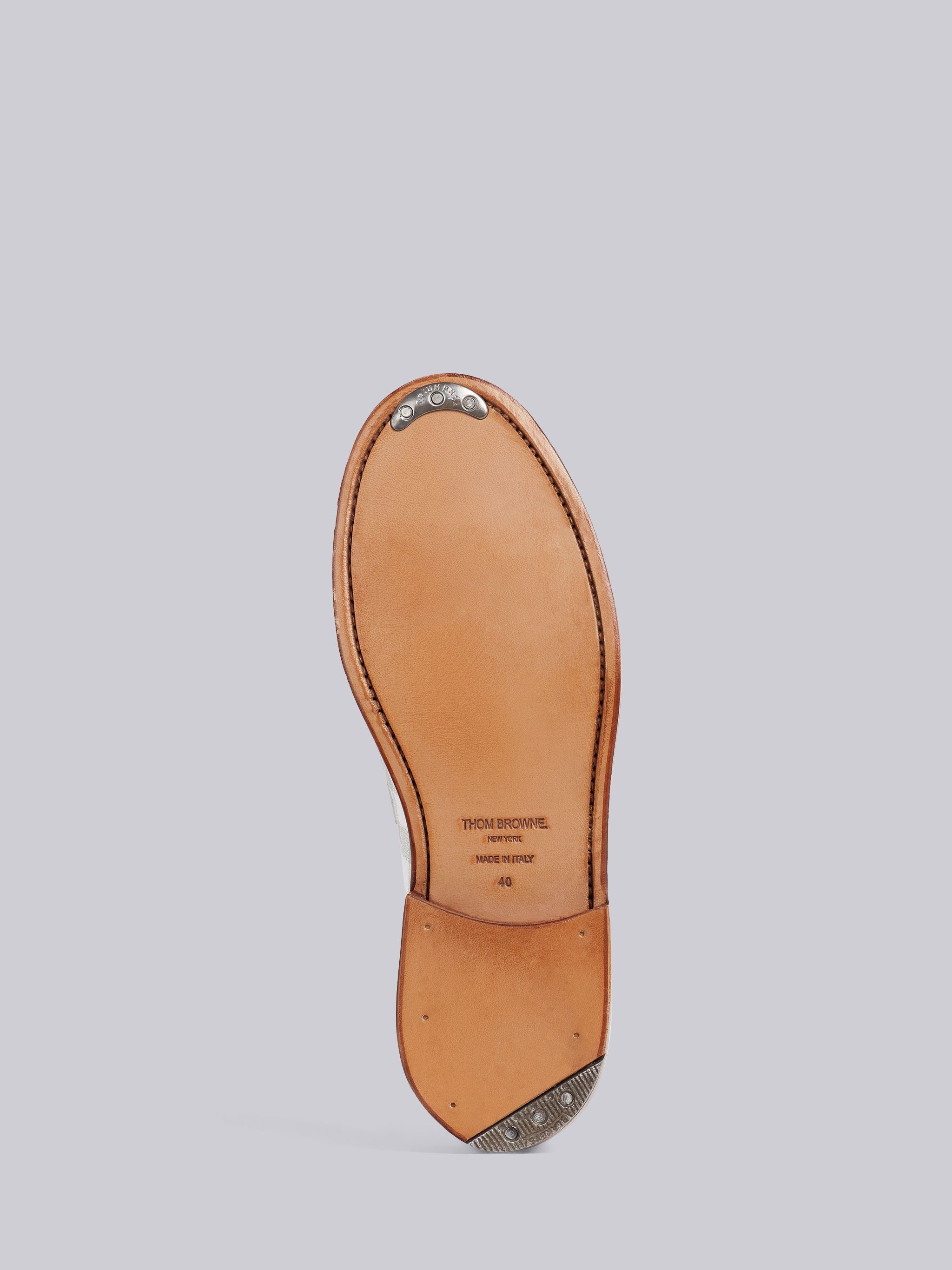 Grey Pebbled Calfskin Gingham Penny Loafer - 5