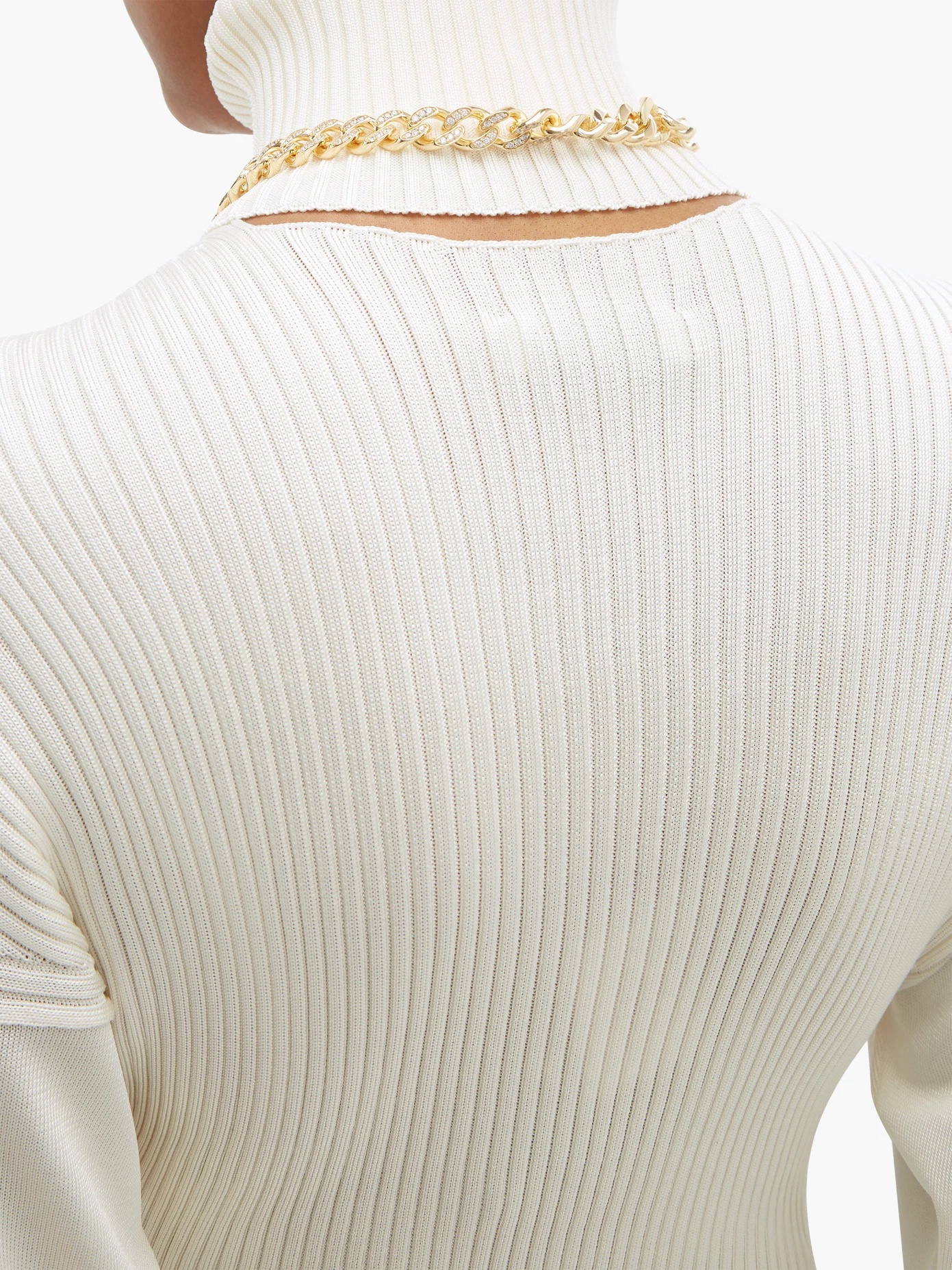 Cut-out roll-neck ribbed silk sweater - 4