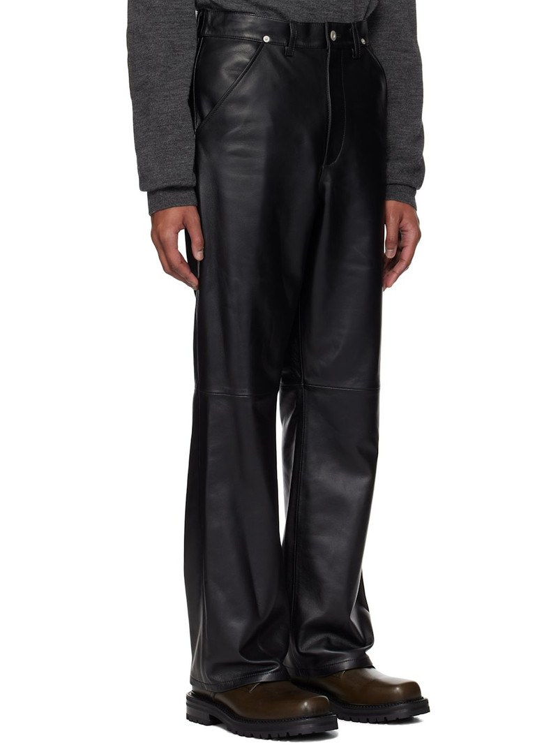 Black Flared-Leg Leather Pants 2