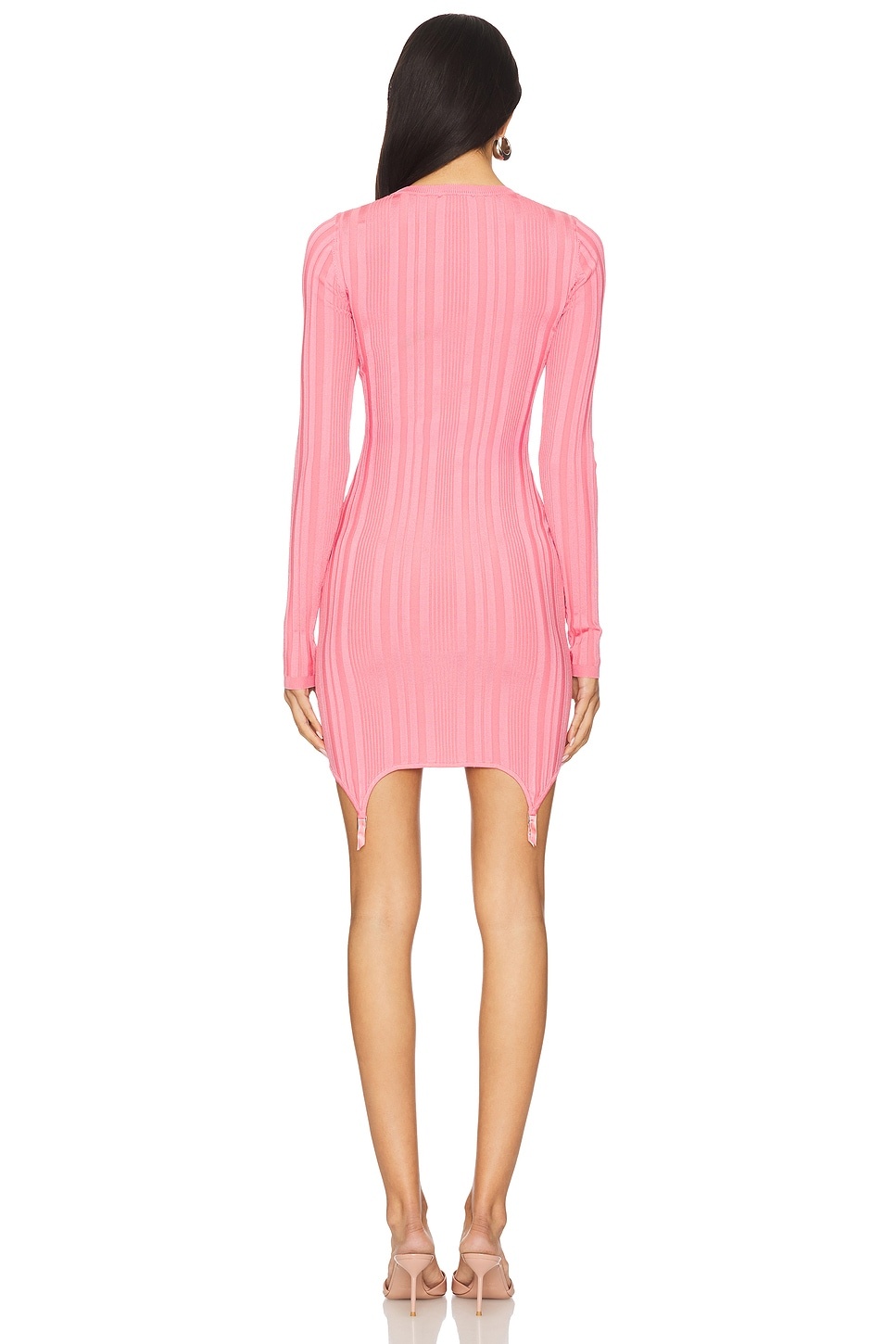 Rib Long Sleeve Garter Dress - 3