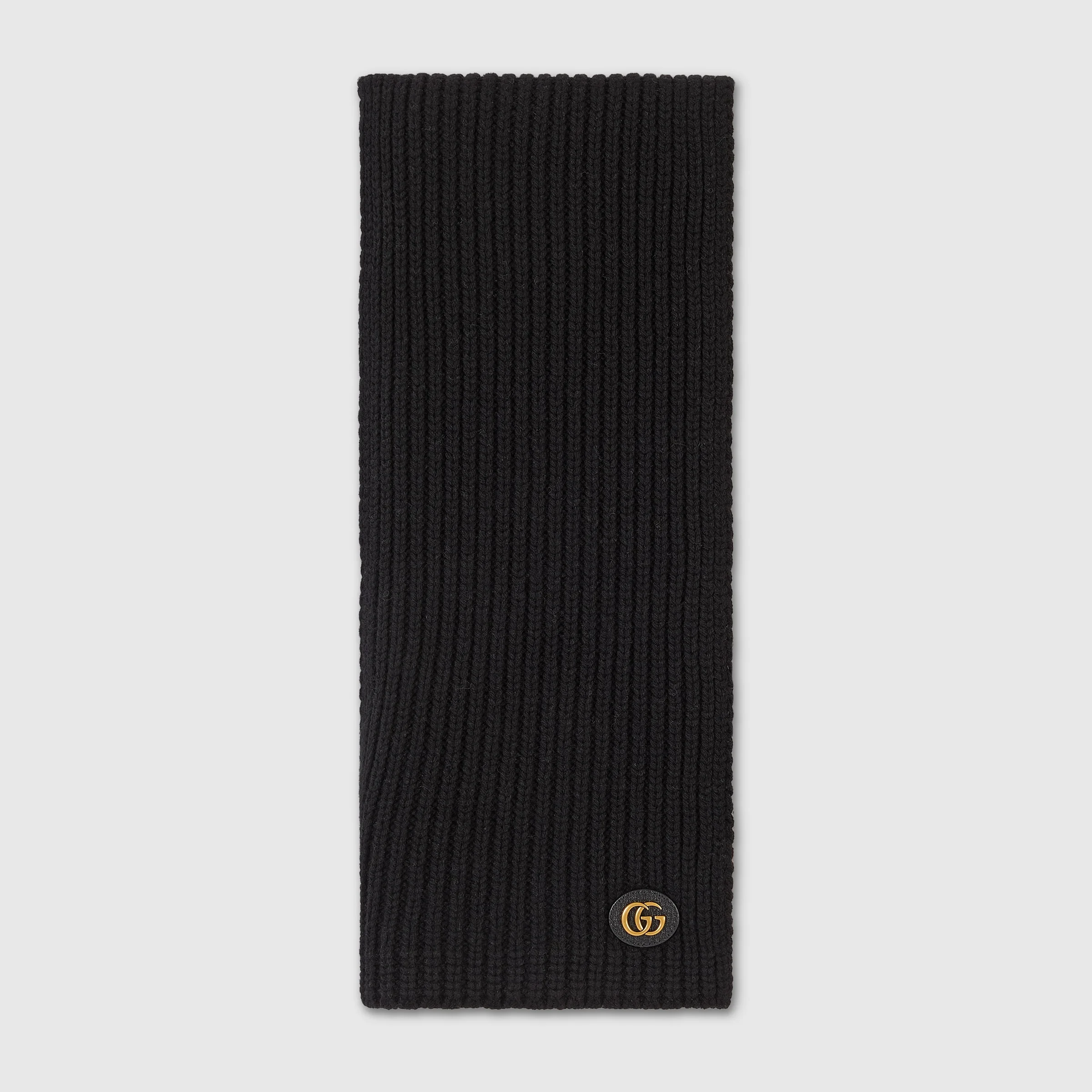 Wool cashmere scarf with patch - 1