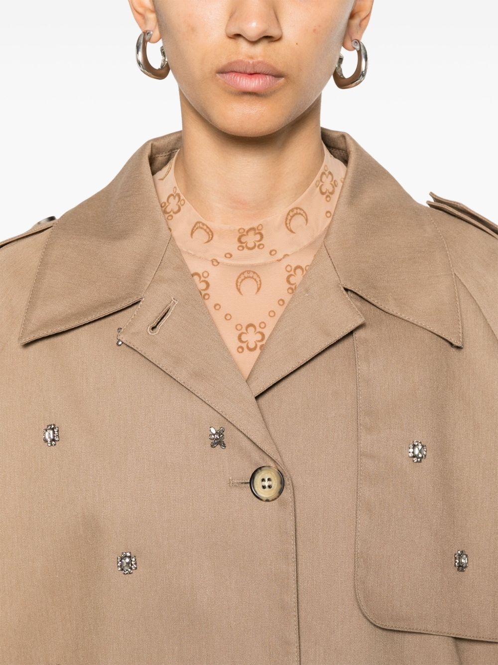 sequin-embellished cropped trench coat - 5