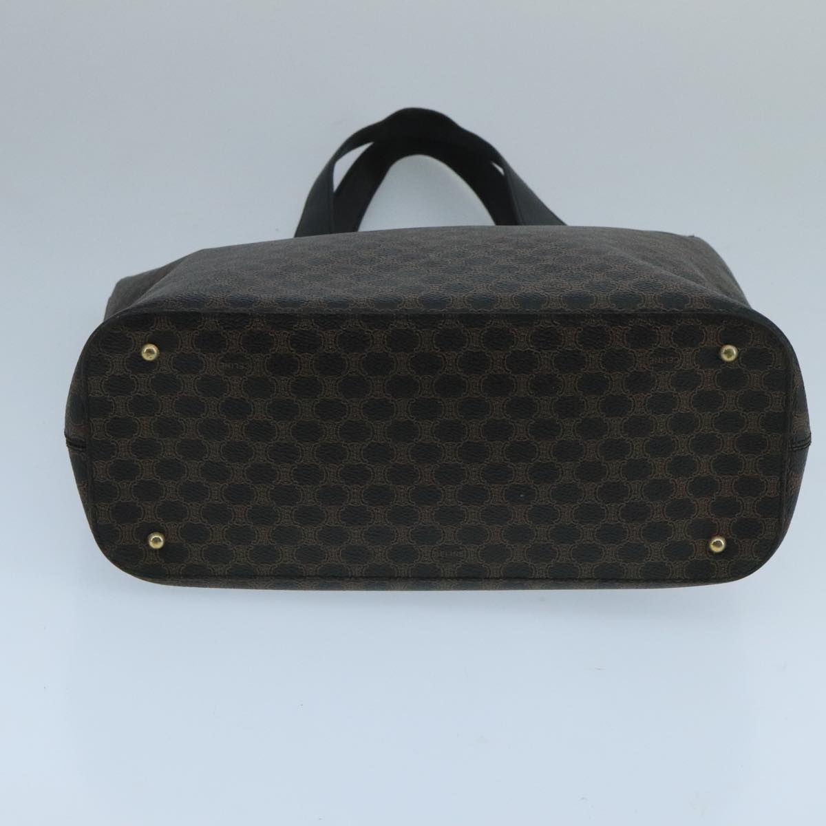 CELINE Macadam Canvas Hand Bag Pvc Leather Black Gold - 5