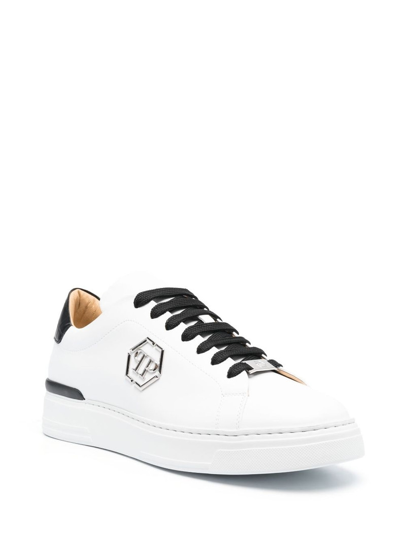 PHILIPP PLEIN logo-plaque low-top leather sneakers outlook