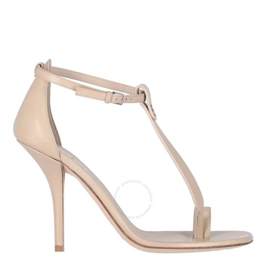 Burberry Soft Fawn Leather Stefanie T-Strap Stiletto Sandals - 1