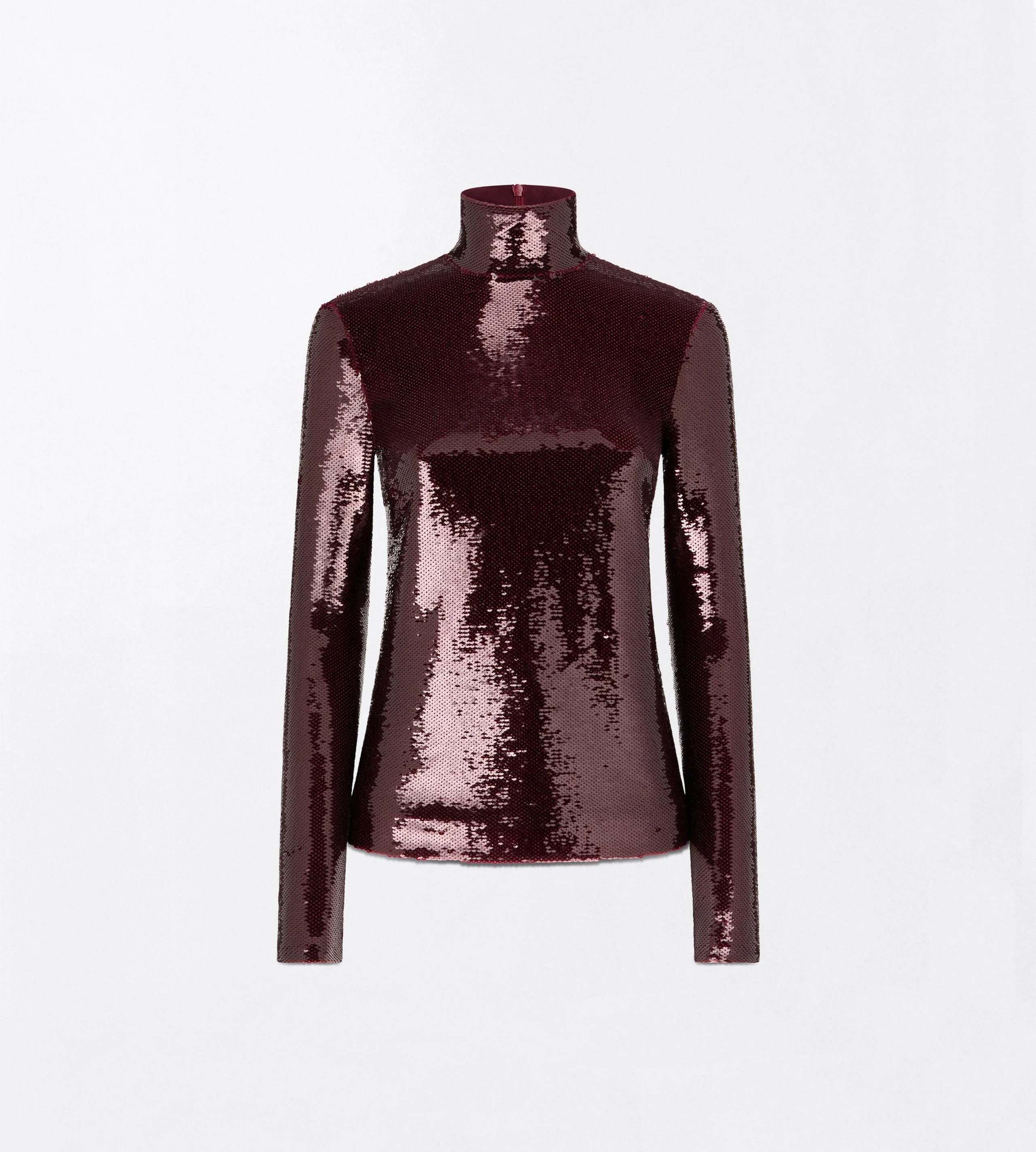 PAILLETTES EMBROIDERY LONG SLEEVE TURTLENECK TOP - 1